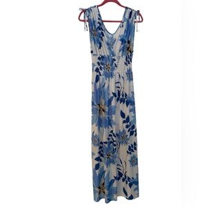 Floral Maxi Dress in Blue and White